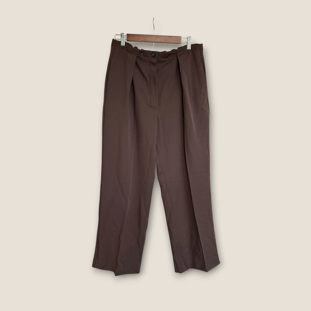 NEW Free People Wide Leg Pants Front Pleat Trousers Darkβ Brown size M